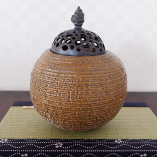 【SALE】黄土裂紋香炉・ポプリケース1