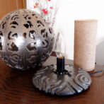 黒金彩絵格子芭蕉紙インテリアランプ