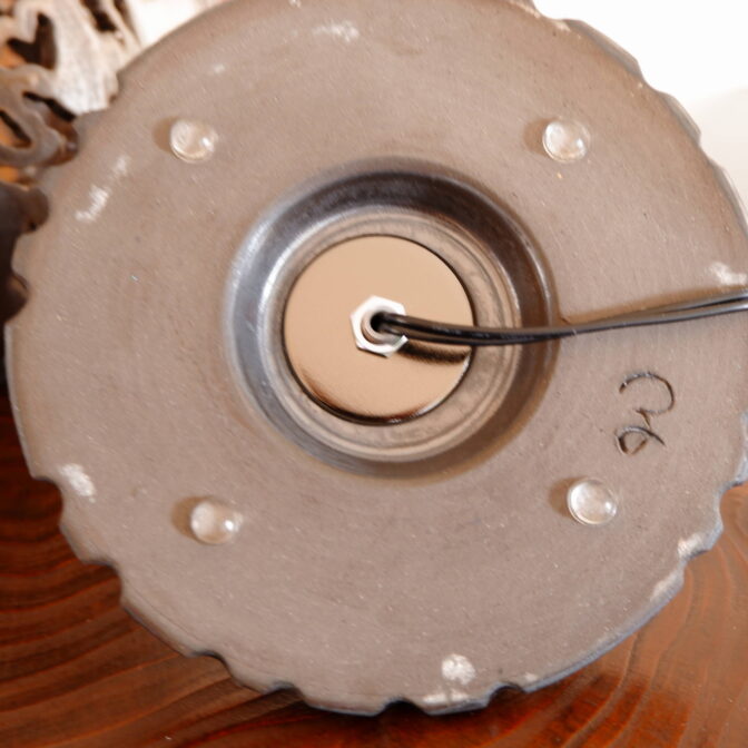 黒金彩絵格子芭蕉紙インテリアランプ