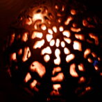 黒金彩絵格子芭蕉紙インテリアランプ