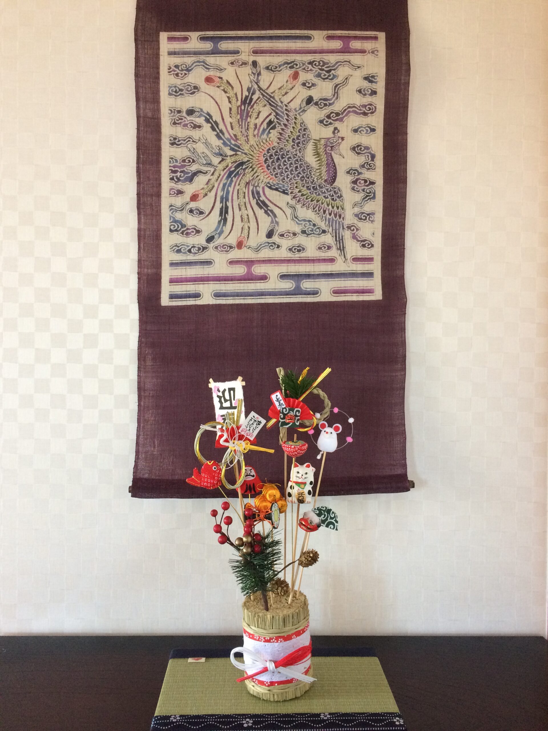 首里琉染　紅型　鳳凰　タペストリー