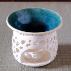 青色ガラスアロマポット