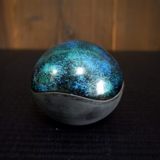 黒土漆塗り香立て・小物入れ青緑2