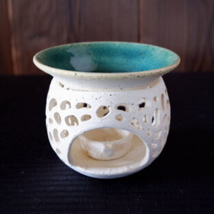珊瑚砂アロマポット青ガラス３