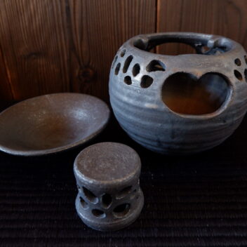 ミニ火鉢＆ウォーマー＆アロマポット　いぶし金彩１