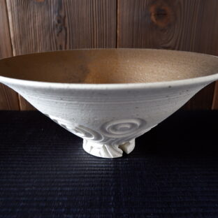 【SALE】珊瑚土テーブル火鉢金彩水紋1(鉢のみ)