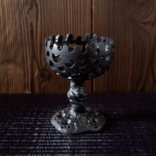 ブラックゴブレットキャンドルホルダー1 香立て やちむん 沖縄