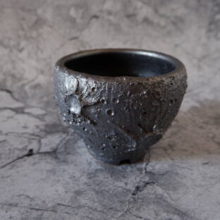 3.5号燻し黒月面鉢350　多肉植物　盆栽　植木鉢　作家鉢　鉢皿　沖縄