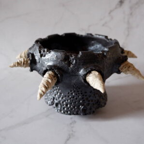 4.5号鉄砂黒魔界鉢827　塊根植物　多肉植物　アガベ　グラキリス　パキプス　盆栽　植木鉢　作家鉢　鉢皿　沖縄