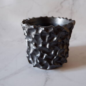 4号艶流紋黒鉢089　塊根植物　多肉植物　アガベ　グラキリス　パキプス　万年青　盆栽　植木鉢　作家鉢