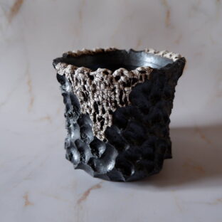 4.5号貫入白化粧黒鉢104　塊根植物　多肉植物　アガベ　万年青　盆栽　植木鉢　作家鉢