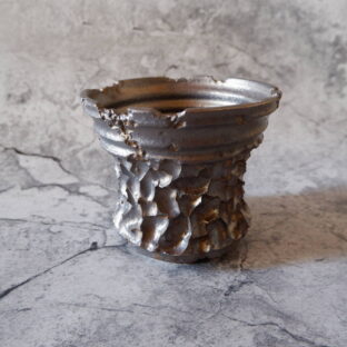 4.5号燻し金彩鉢179　塊根植物　多肉植物　アガベ　盆栽　植木鉢　作家鉢