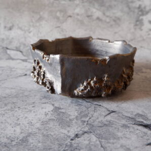 6号燻し金彩盆栽平鉢206　塊根植物　多肉植物　アガベ　盆栽　植木鉢　作家鉢