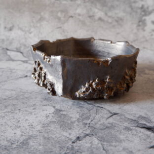 6号燻し金彩盆栽平鉢206 塊根植物 多肉植物 アガベ 盆栽 植木鉢 作家鉢