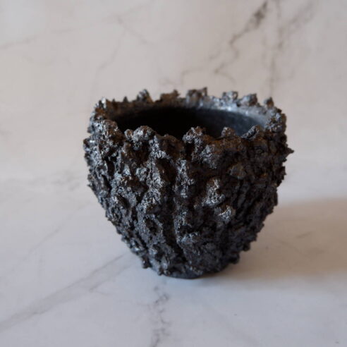 4号黒金彩裂紋鬼鉢244　塊根植物　多肉植物　アガベ　盆栽　植木鉢　作家鉢