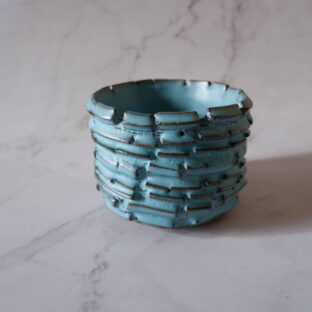 3.5号ヒスイ青裂紋鉢252　塊根植物　多肉植物　アガベ　盆栽　植木鉢　作家鉢