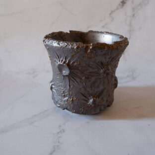4号燻し金彩月面鉢285　塊根植物　多肉植物　アガベ　盆栽　植木鉢　作家鉢　鉢皿　沖縄