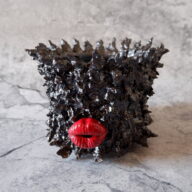 4.5号艶流紋黒鬼マダム鉢322　塊根植物　多肉植物　アガベ　盆栽　植木鉢　作家鉢　鉢皿　沖縄