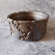 8号燻し金彩盆栽平鉢344　塊根植物　多肉植物　アガベ　盆栽　植木鉢　作家鉢　鉢皿　沖縄