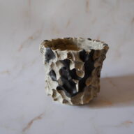 3.5号黒化粧墨流し砂岩鉢374　塊根植物　多肉植物　アガベ　盆栽　植木鉢　作家鉢　鉢皿　沖縄