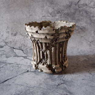 5号墨流し砂岩コラム鉢407　塊根植物　多肉植物　アガベ　盆栽　植木鉢　作家鉢　鉢台　沖縄