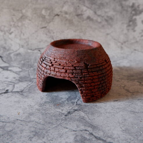 4.5号赤土裂紋爬虫類シェルター417　昆虫　飼育ケース　陶器製　作家もの　沖縄