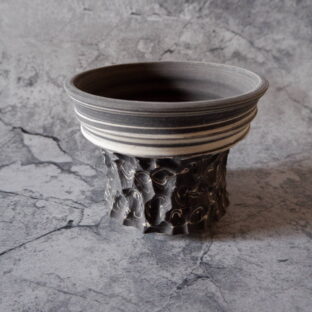 5号黒白練込み鉢393　塊根植物　多肉植物　アガベ　盆栽　植木鉢　作家鉢　鉢台　沖縄