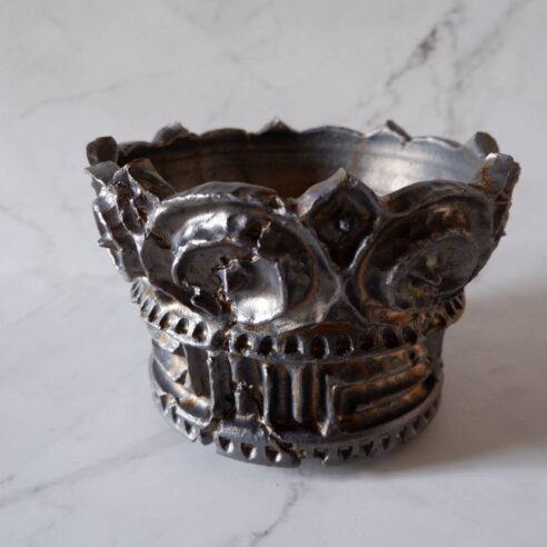 6.5号燻し金彩JOHMON鉢435　塊根植物　多肉植物　アガベ　盆栽　植木鉢　作家鉢　鉢台　沖縄