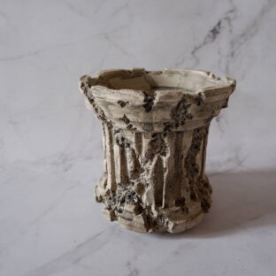 4.5号墨流し砂岩コラム鉢460　塊根植物　多肉植物　アガベ　盆栽　植木鉢　作家鉢　鉢台　沖縄