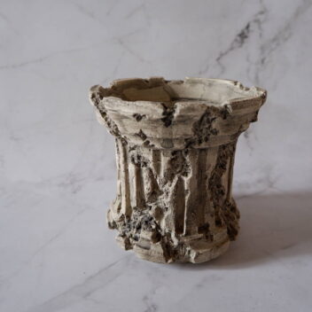 4.5号墨流し砂岩コラム鉢460　塊根植物　多肉植物　アガベ　盆栽　植木鉢　作家鉢　鉢台　沖縄