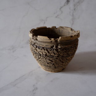 4号黄黒練込み鱗裂紋鉢466　塊根植物　多肉植物　アガベ　盆栽　植木鉢　作家鉢　鉢台　沖縄